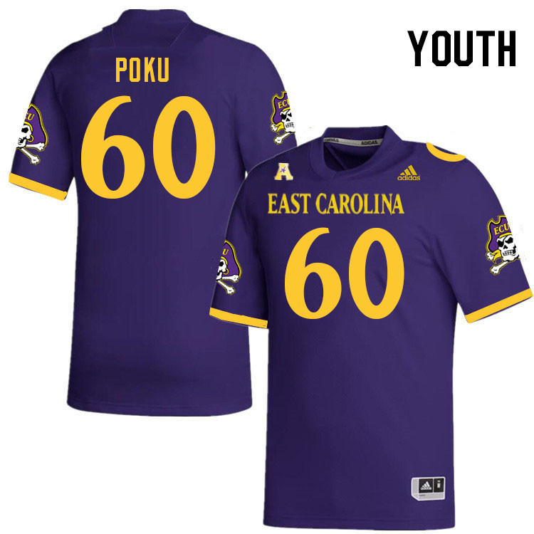 Youth #60 Emmanuel Poku ECU Pirates 2023 College Football Jerseys Stitched-Purple